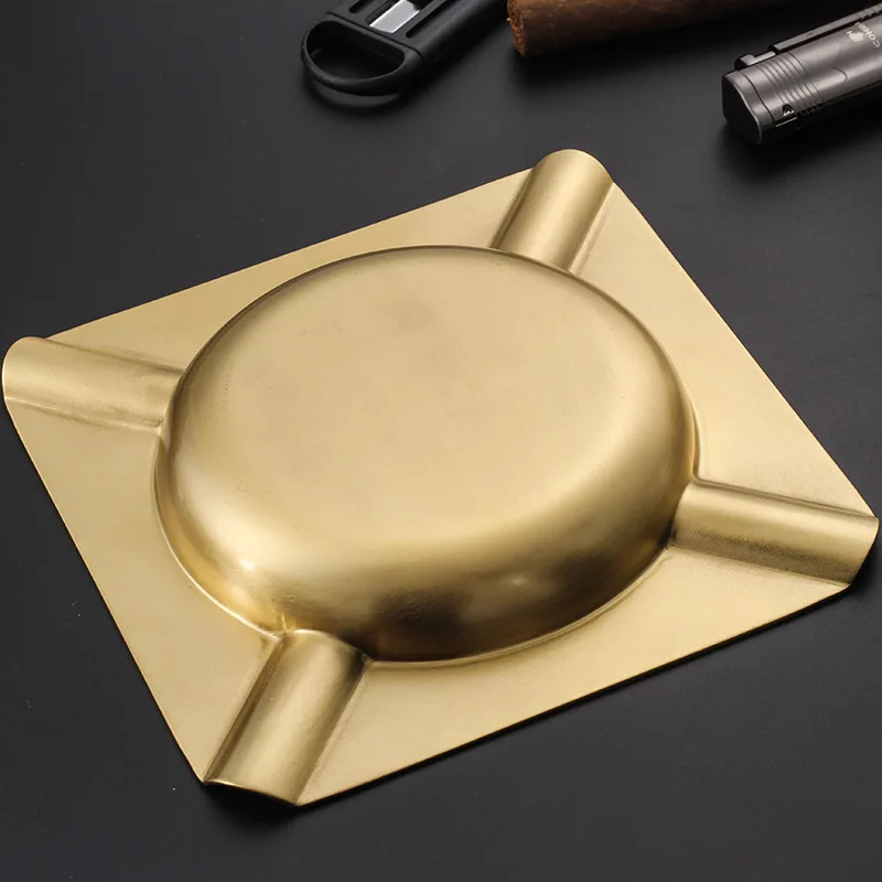 Brass Cigar Ashtray Golden Large Ash tray Living Room 4 Slot Cigarette Ashtray Cigar Holder