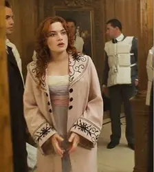 Titanic Rose Cosplay Costume Rose DeWitt Bukater Titanic Rose Pink Coat Swim Jacket Sinking Coat Trench Outfit for Women Adult