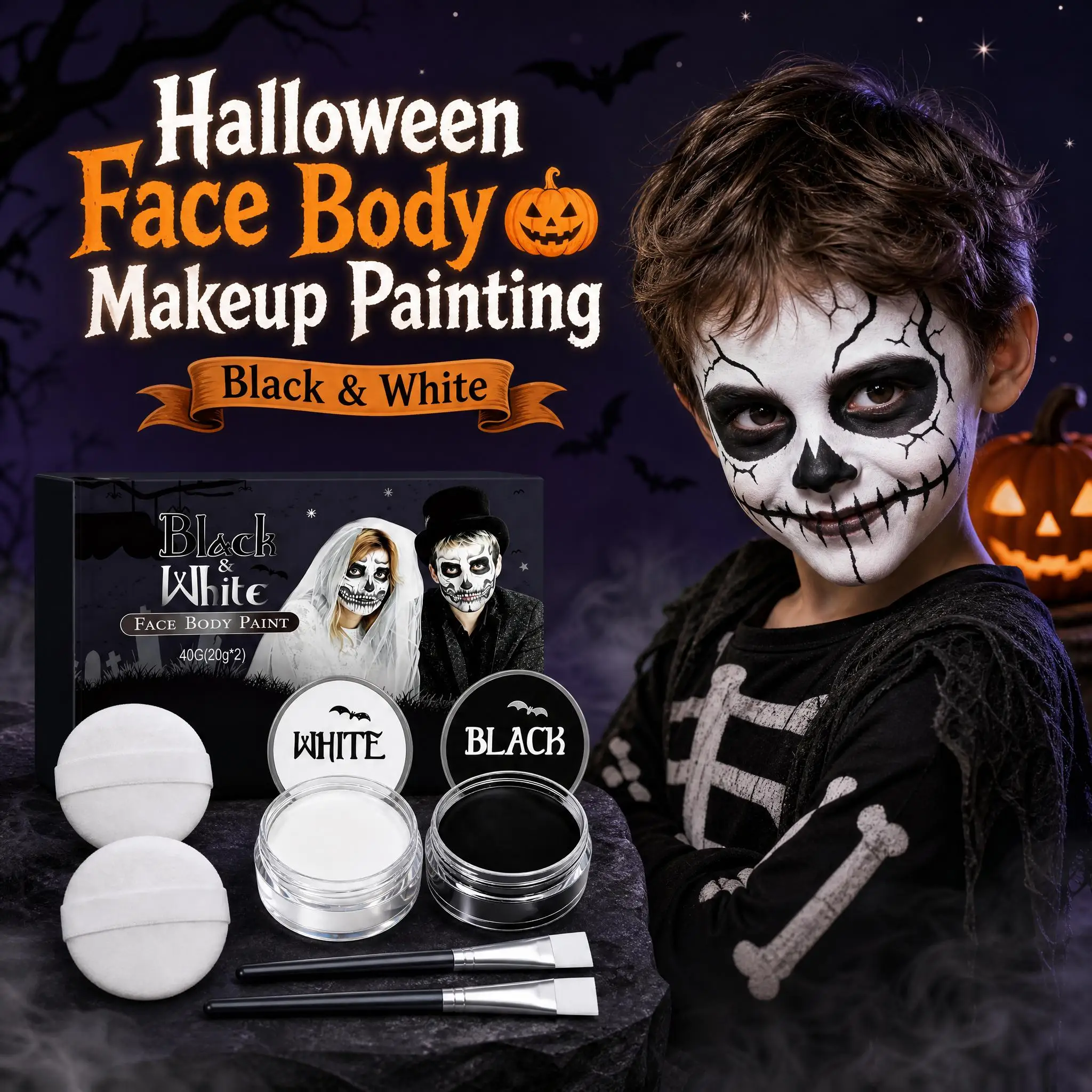 Monochromatic Monochromatic Face Body Paint Black & White Makeup for Halloween Party Festival Paint ,Lasting Vibrant Color Face Body Cosmetic - Aliexpress Deal