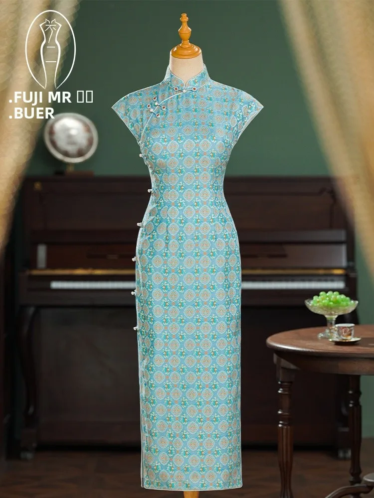 

Новое китайское шелковое ципао Ele Long: комфортное, дышащее, для повседневной носки, в национальном стиле, с коротким рукавом