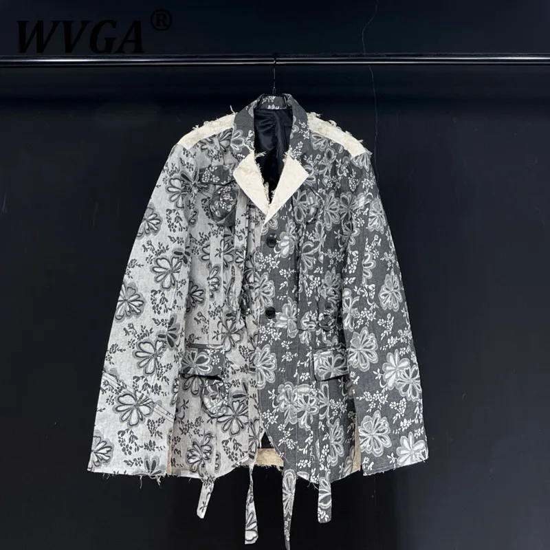 

Блейзер WVGA, весенне-осенний новый мужской пиджак с принтом, модный дизайн, нишевый шикарный повседневный костюм с отложным воротником и длинными рукавами, куртки Ins W11309