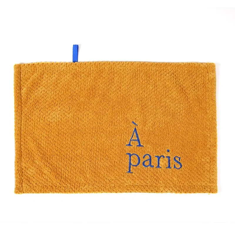 Nordic Hanging Hand Towel Home Embroidery Thickened Coral Velvet Absorbent Small Towel for Kitchen Bathroom Hankerchief