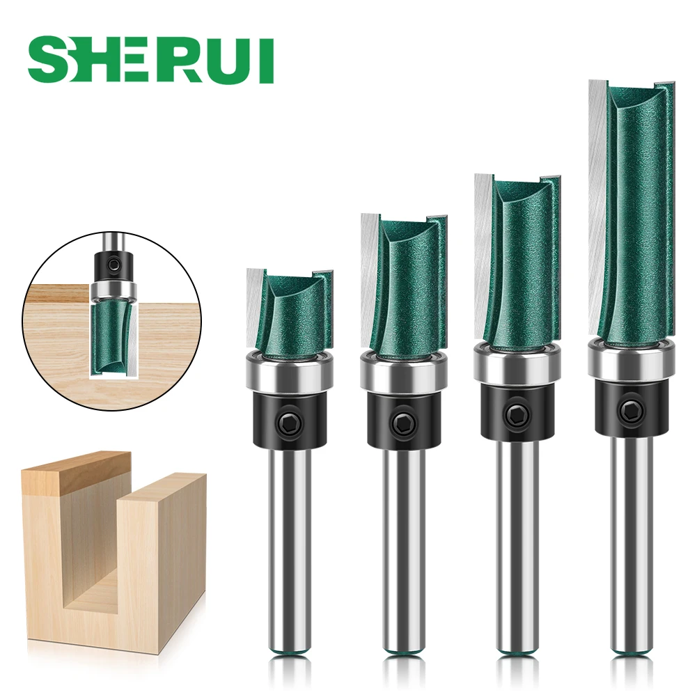 1PCS 1/4 In 6mm Shank Cutter Router Bit Trimming Woodworking Milling Cutter Dual Blades