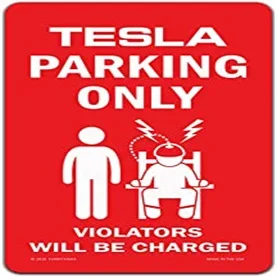 Tesla Parking ONLY Sign，Funny Metal Sign Aluminum Wall Art Decor Metal Sign  metal wall decor with All Weather UV Protective