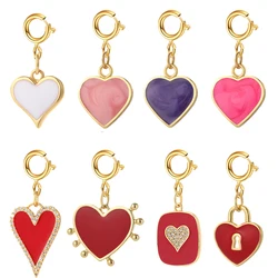Cute spring buckle love charms for jewelry making Production Supplies Bohemian CZ Diy Bracelet Necklace Key Chain Accessories