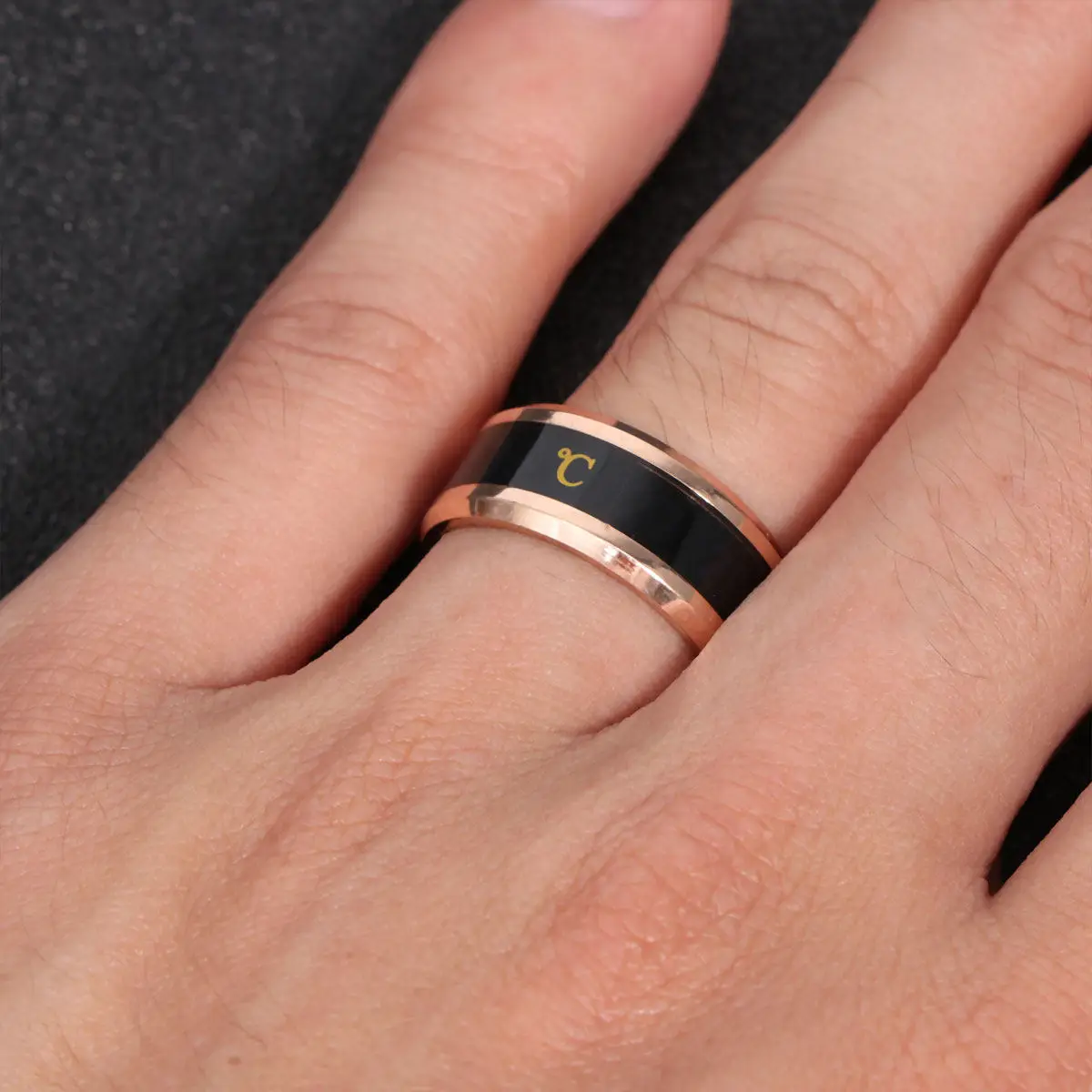 8Mm Color Changing Ring Stainless Steel Temperature Sensitive Heat Discoloration Round Finger Ring Chic Minimalist Gift for Men