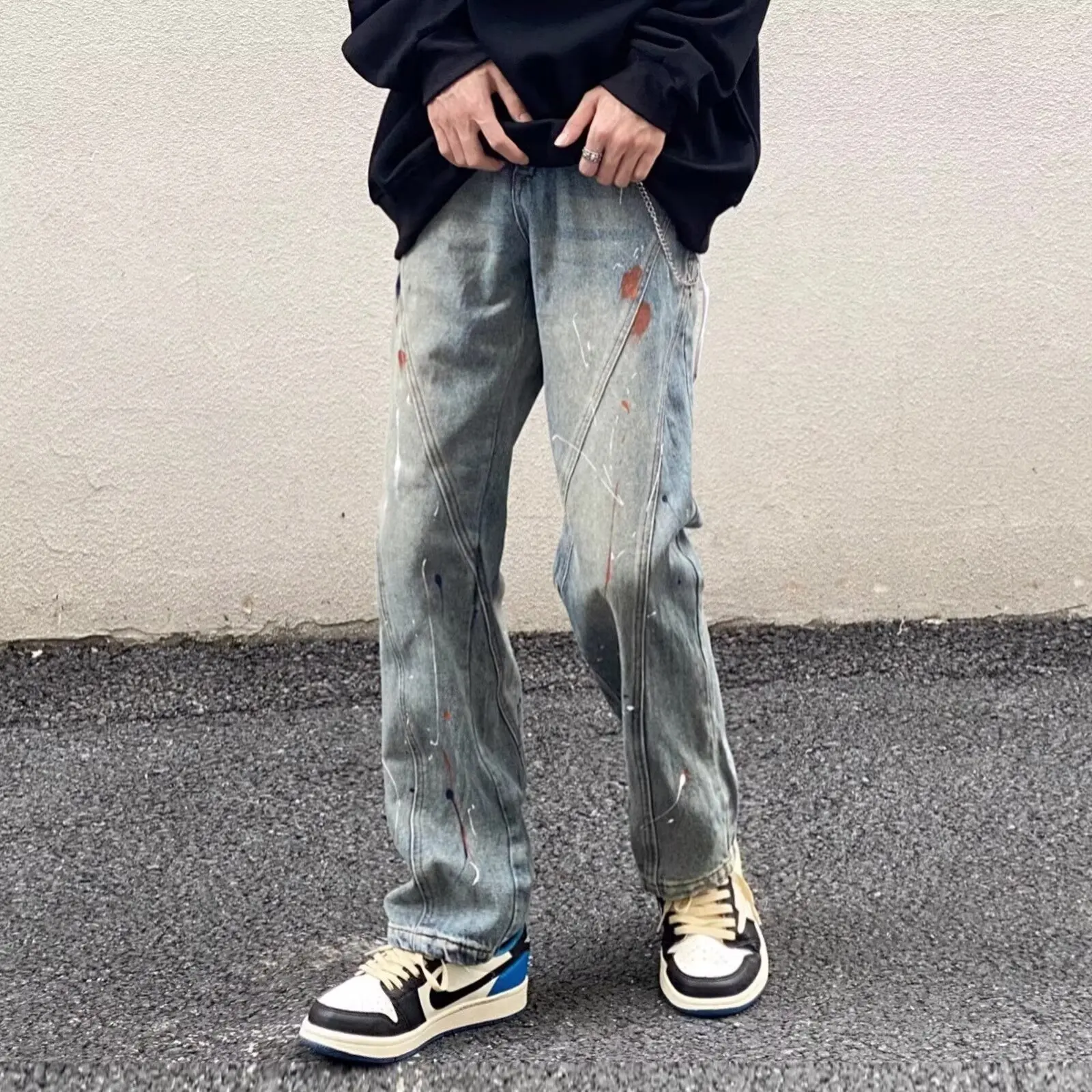 

American High-End Embroidered Slim Straight Men's Jeans Sli Trendy Long Trousers Autumn New Arrival Faionable Brand