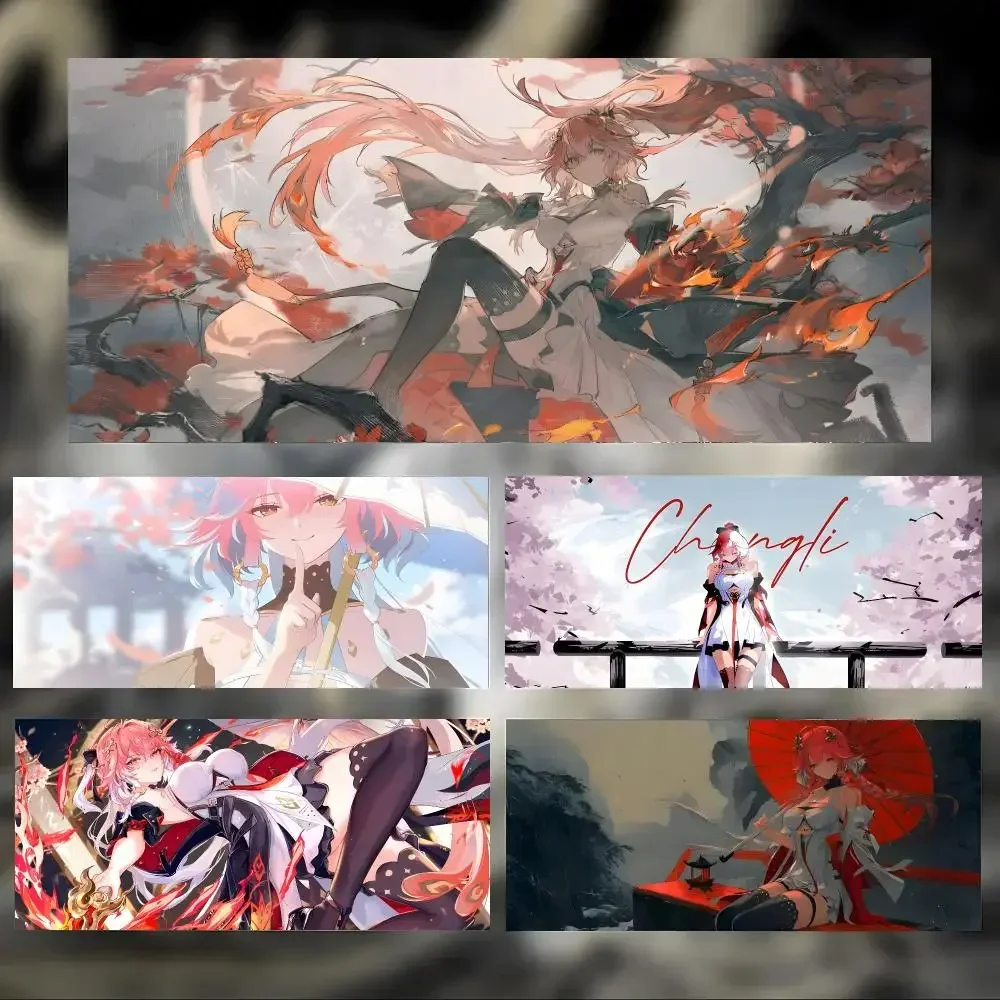 sword maiden W-Wuthering Waves Changli Mouse Pad Large Thick Desk Pad Stitched Edges Gaming Mouse Mat for PC