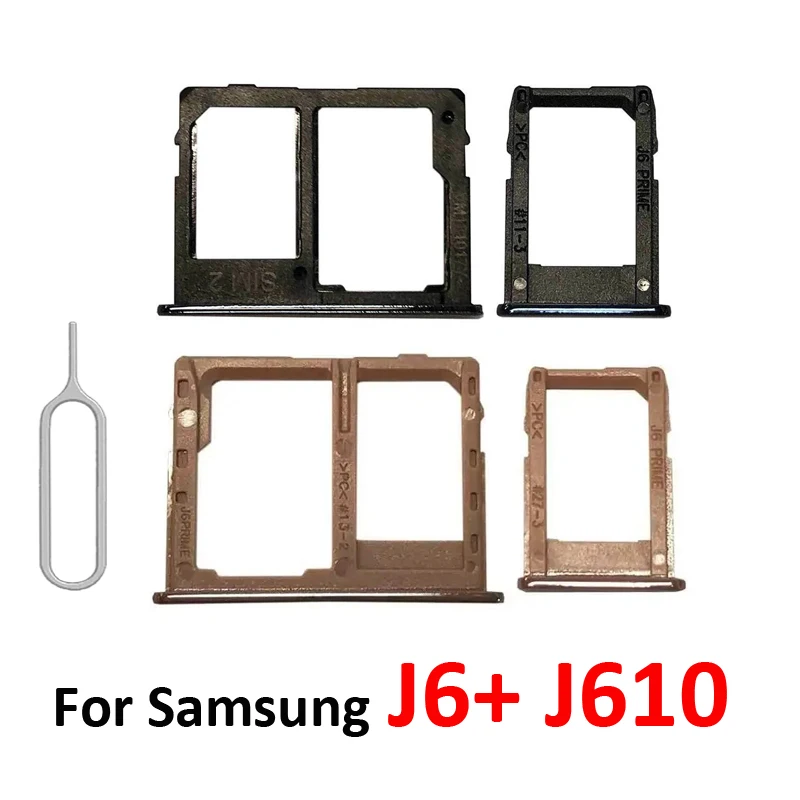 

For Samsung Galaxy J6 Plus J6+ J610 J610F J610FN J610G Phone Housing SIM Tray Adapter Micro SD Card Tray Holder Black