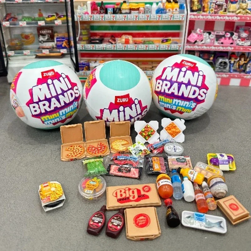 Bola surpresa mini marcas geladeira geladeira série de alimentos caixa cega brinquedos mini figura modelo mistério coleção crianças presentes