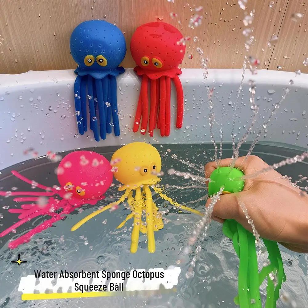 vv  Bath Toys Sponge Water Absorbing Octopus Squeezing Stress Relief Toys Summer Swimming Play Water Bath Toy