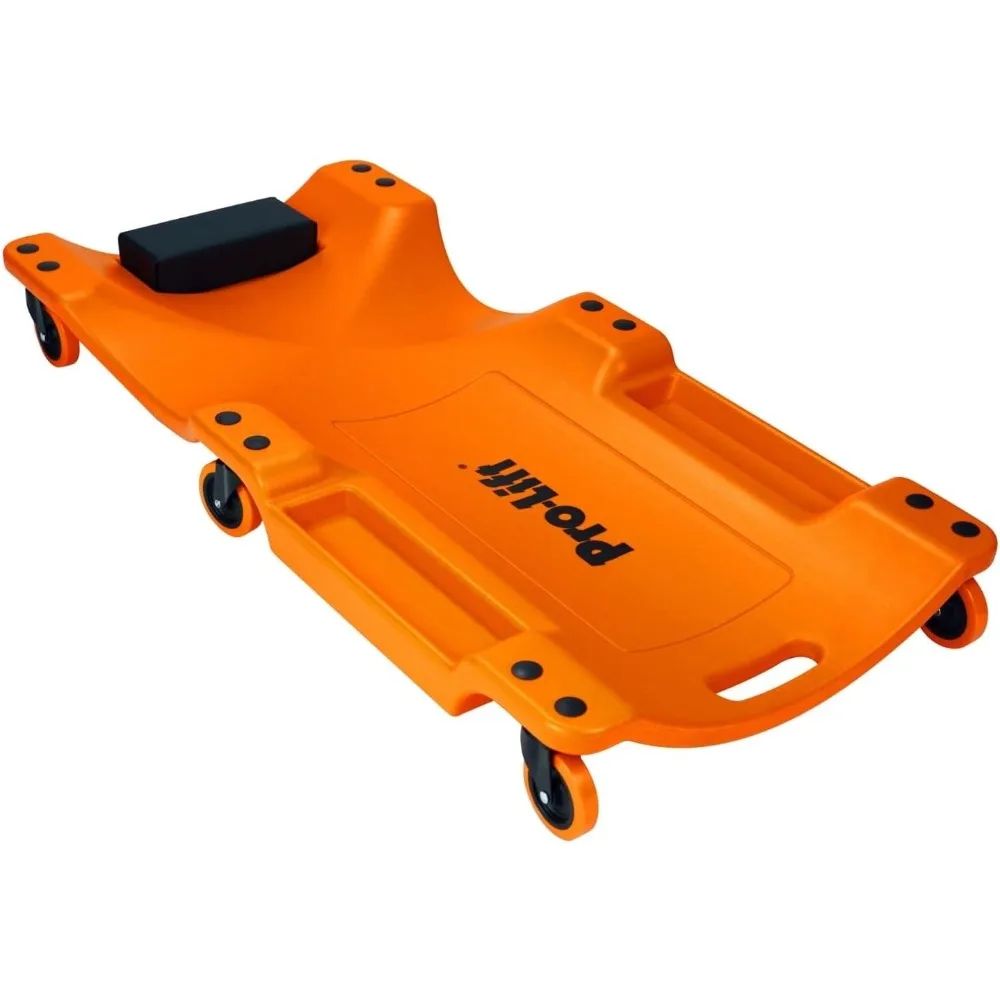 زاحف بلاستيكي مريح 40 ميكانيكي مع مسند رأس مبطن وصواني أدوات مزدوجة وسعة 350 رطلاً