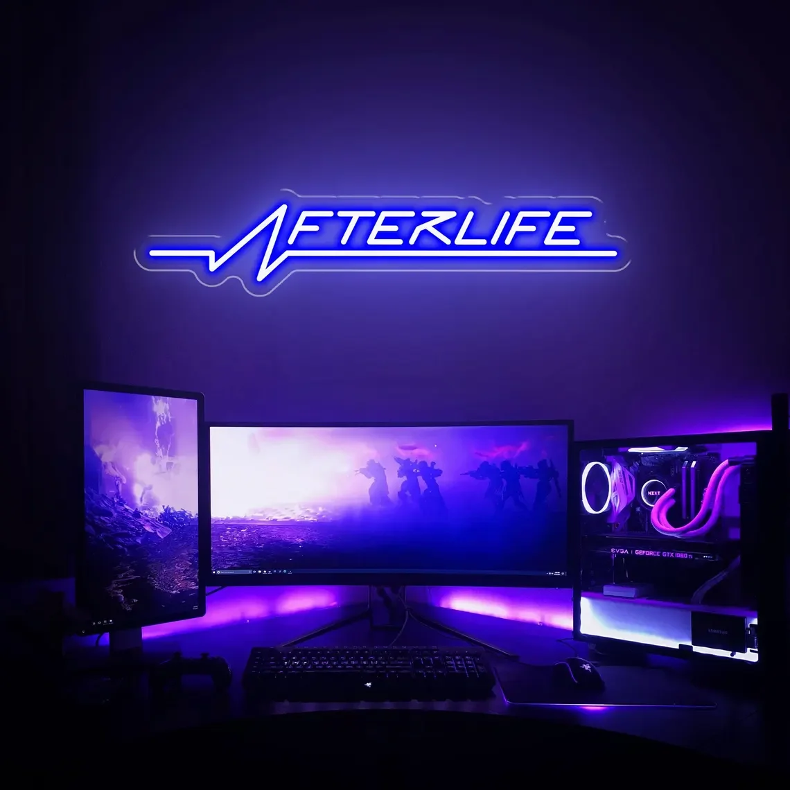 لافتة الحياة النيون Cyberpunk جدار ديكور لعبة غرفة النوم بار نادي المنزل علامة مخصصة للاعب شخصية بعد هدية #2