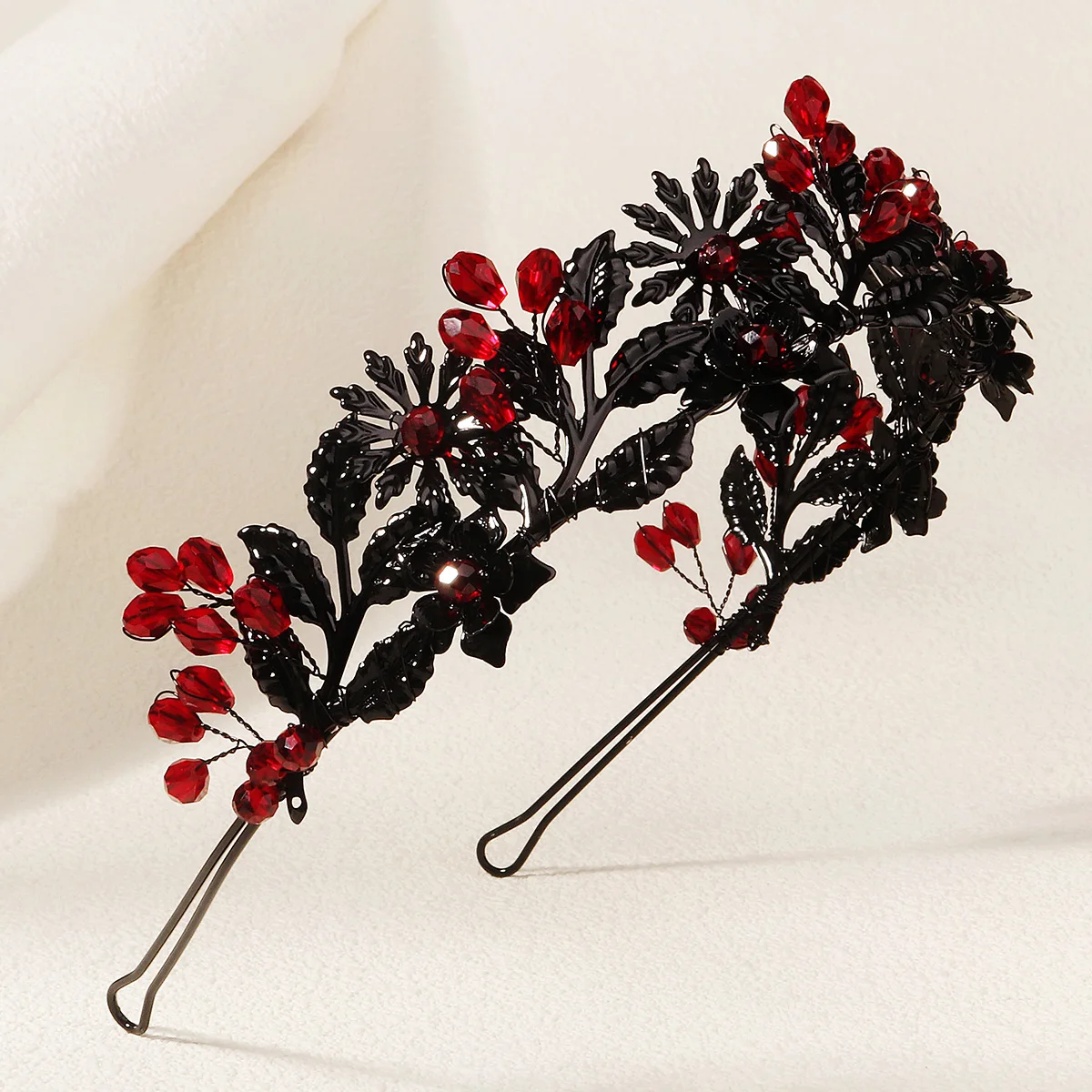 Halloween Diablo Red and Black Hair Bands Headpiece Crystal Beaded Sexy Hair Accessories Fashion Crowns Headbands For Women