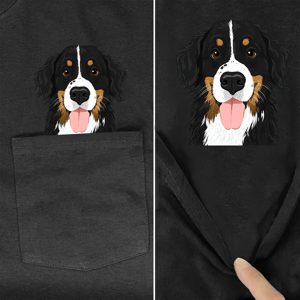 

CLOOCL Fashion Cotton T-shirts Funny Cute Bernese Mountain Dog Pocket Tees Summer Hip Hop Tops Graphic Tee Woman Tshirts