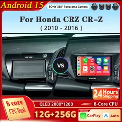 Android 15 Carplay Auto For Honda CRZ CR-Z 2010 - 2016 Car Radio Multimedia Video Player Navigation GPS No 2Din 2 Din DVD DSP