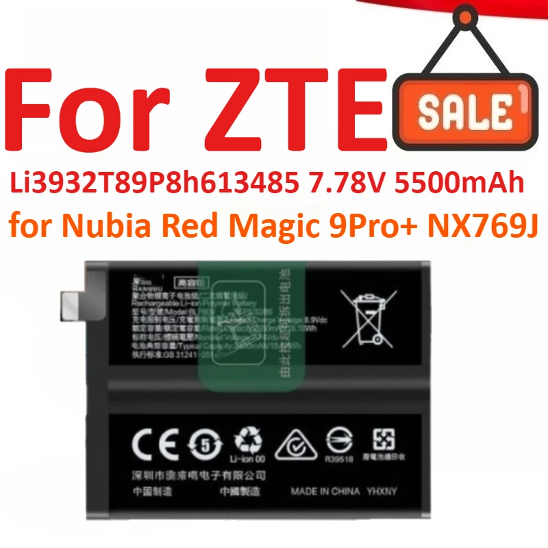 Li3932T89P8h613485 7.78V 5500mAh Battery For ZTE Nubia Red Magic 9Pro+ Red Magic 9Pro NX769J Smart Mobile phone Batteries