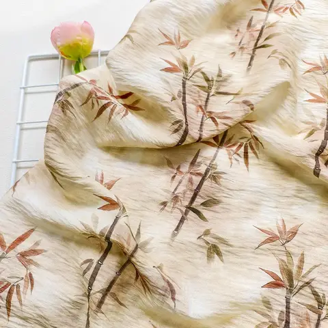 L100cm X W150cm Bamboo Texture Jacquard Cotton Print Fabric Autumn Chinese Style Hanfu Qipao Dress Material DIY Craft Fashion