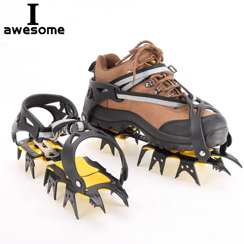 18 Teeth Steel Anti Slip Hiking Climbing Snow Spikes Crampons Cleats Claws Grips Outdoor Boots Cover Ice Gripper Spike for Shoes