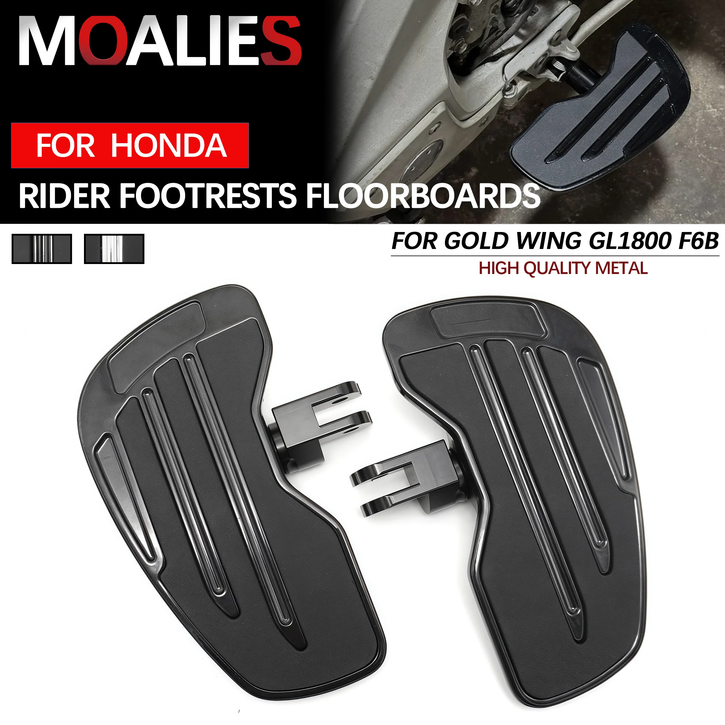 

For Honda Gold Wing GL1800 F6B Goldwing GL1800 2018-2024 Rider Floorboards Driver Footboard Front Foot Rest Wide Footrest large