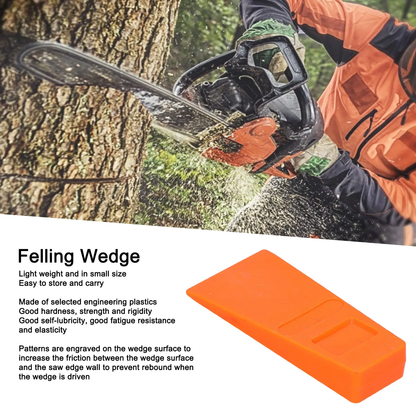 5.5in Professional Orange Logging Tree Cutting Wedge Made of Selected Engineering Plastics Light Weight Woodworking Accessories view 2