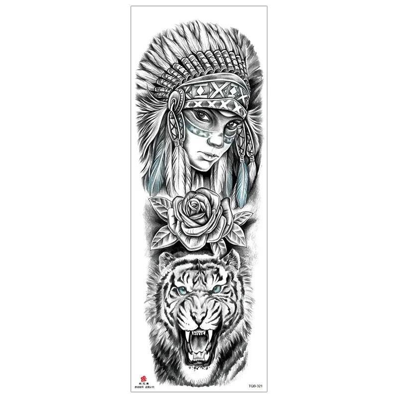 10pcs Full Arm Waterproof Tattoo Sticker Indian Large Flower Arm Temporary Tattoo Sticker Body Art Fake Tattoo Cuckold Accessory