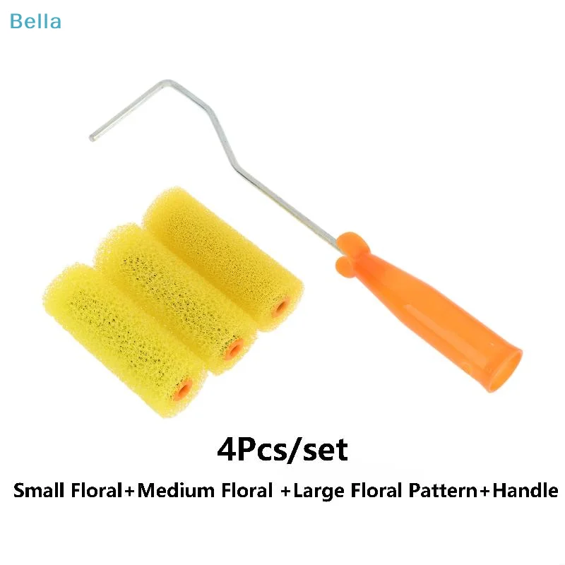 〔M〕Floral Sponge Paint Roller Set Wall Paint Roller Brush Reusable Absorbent Texture Painting Tool For DIY Wall Renovation