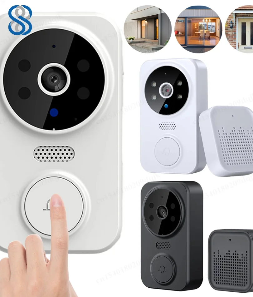 WiFi Smart Audio Doorbell Camera 2-Way Audio Wireless Visual Intercom Doorbell with Remote Monitor Indoor Outdoor Surveillance-D
