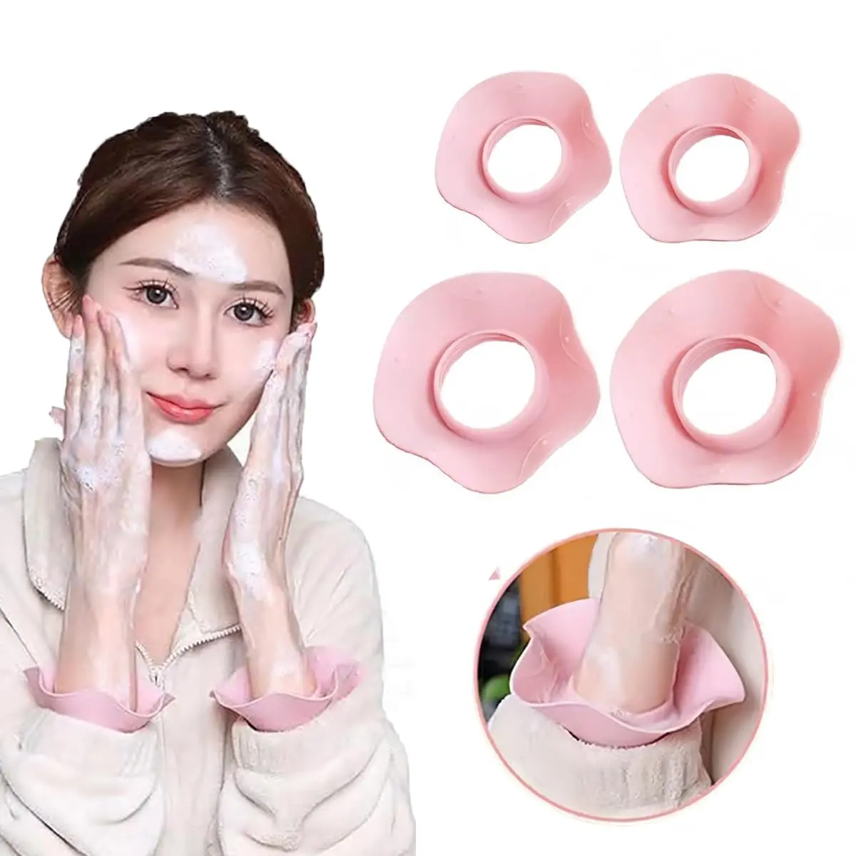 2 Pairs of Silicone Wrist Bands for Washing Face Spa Wristbands for Prevent Liquid from Spilling Down Your Arms Arm Bands