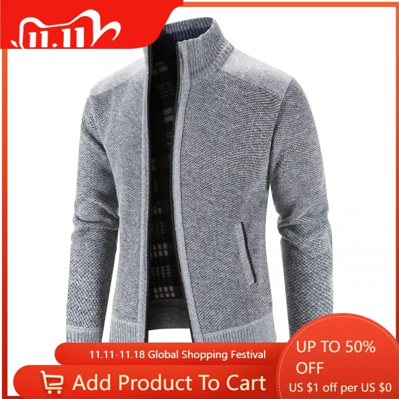 Men Winter Jackets Coats Sweaters Cardigan Sweatercoats Good Quality Male Stand-up Collar Casual Slim Fit Sweaters Cardigan  3XL