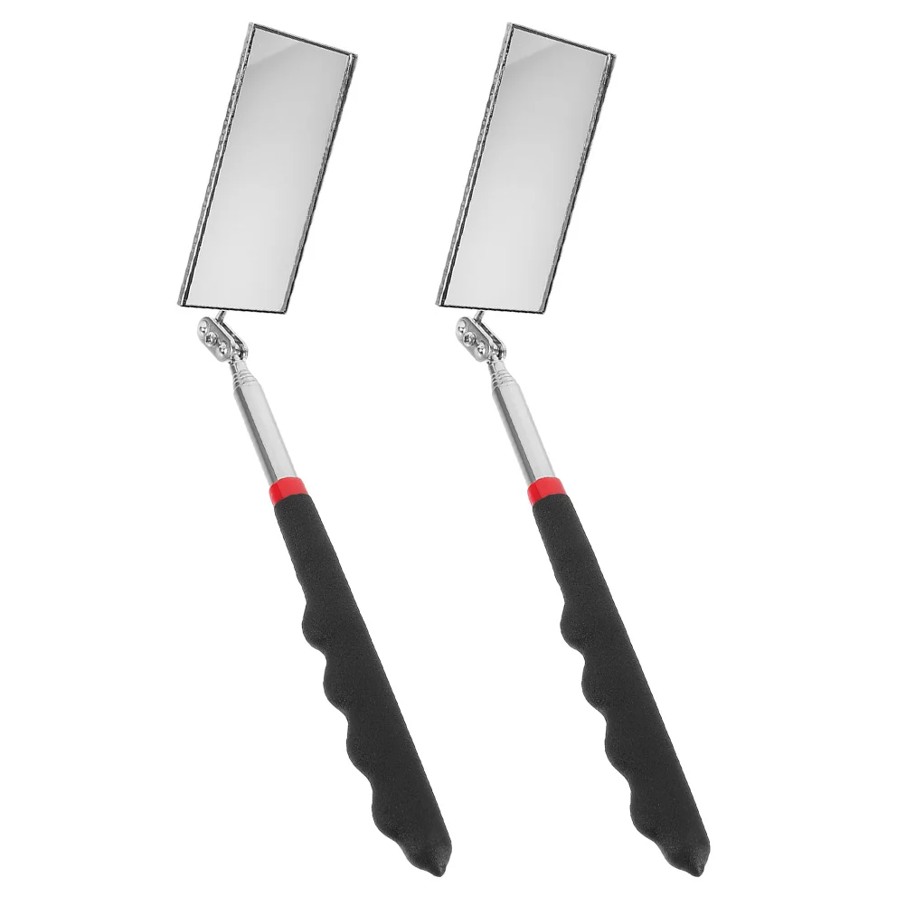 

2Pcs Extendable Telescoping Inspection Mirror Adjustable Rectangular Rotating Automotive Mechanic Tool Vehicle Repair Flexible