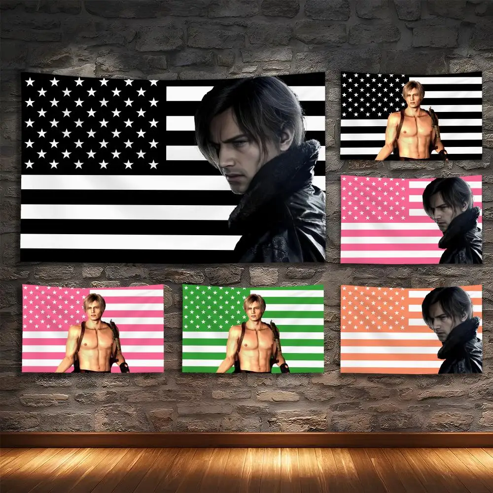 

R-Resident E-Evil Leon Kennedys Tapestry Custom Living Bedroom Party Dormitory Interior Wall Bohemian Decoration Attached Clip