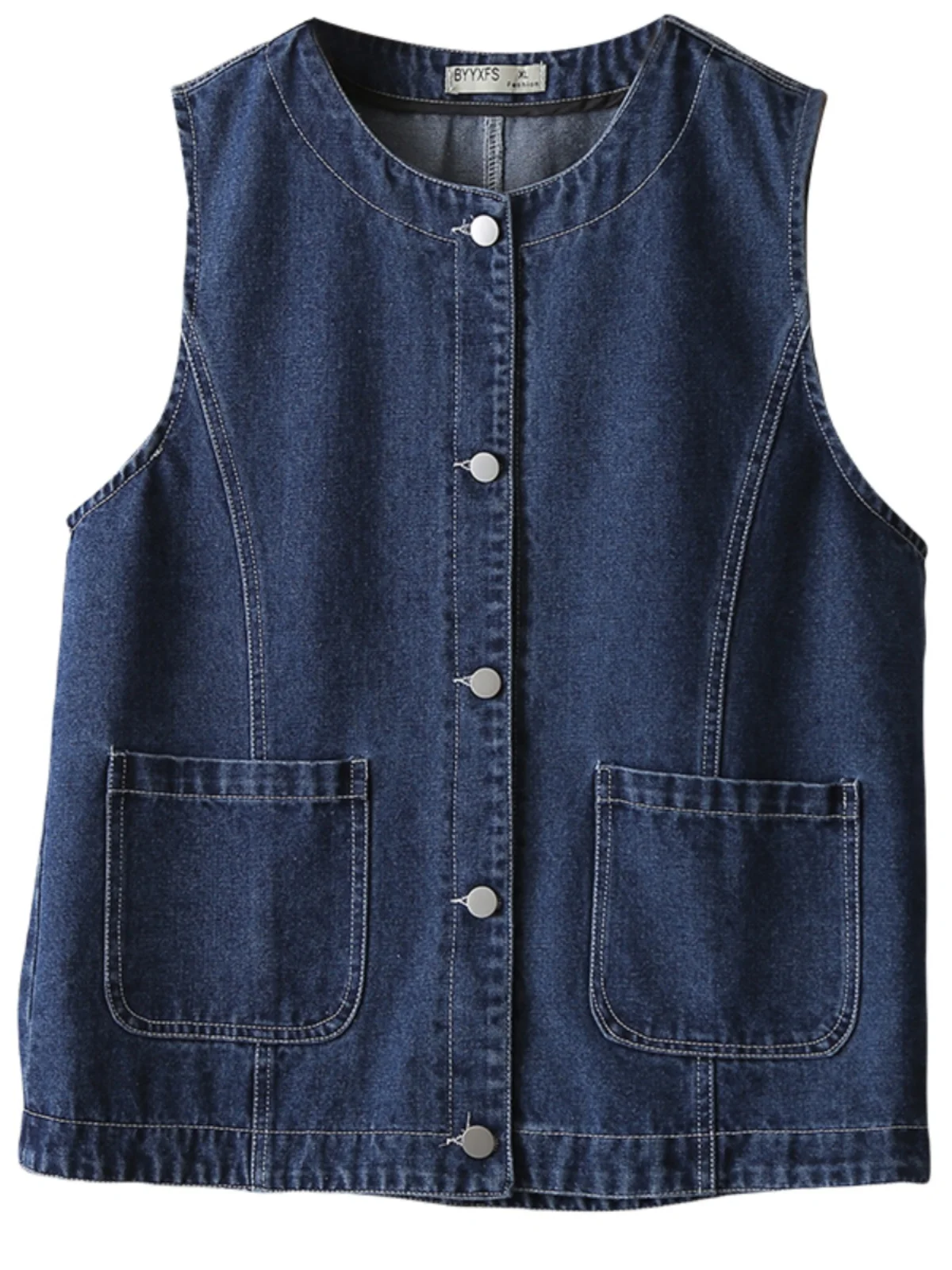 

Plus Size plus Size Denim Vest Women's Faion Waed out Svel Jaet Autumn New Sle Korean Version Conceal Meat Slimming Vest