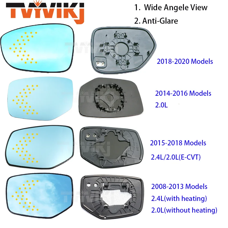 

Боковое зеркало заднего вида TVYVIKJ, Голубые Стеклянные линзы со светоотражающими элементами для HONDA Accord 2008-2020, широкоугольный обзор, антибликовое покрытие