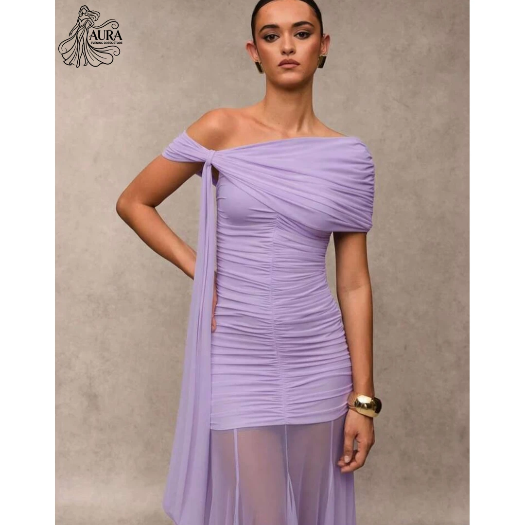 Aura Card Shoulder Robe Femme Elegant Chic Pour Fete Women's Prom Dress 2026 Custom Made Couture Luxury Evening Dresses Straight