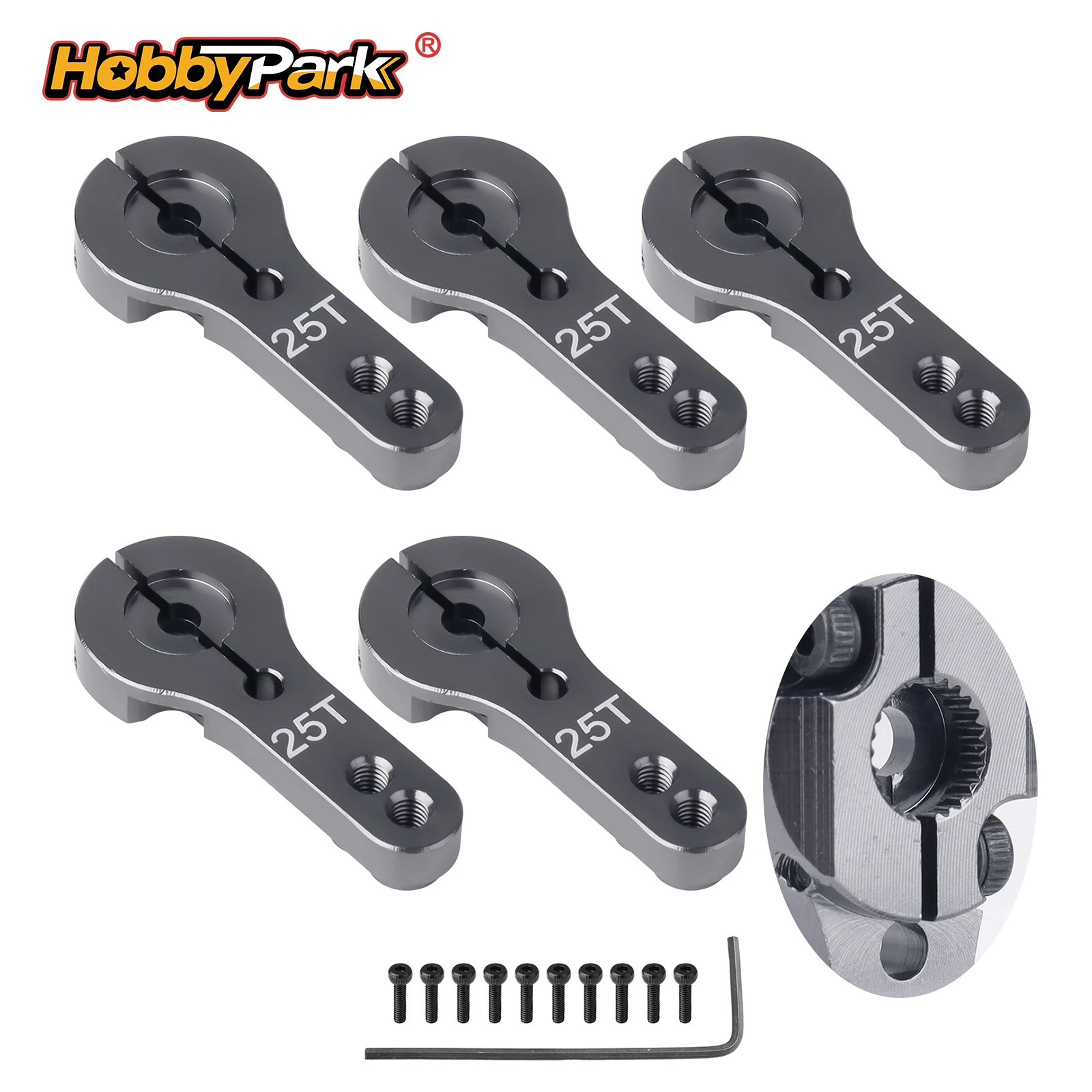 Image of Hobbypark Aluminium M3 25T Servohorn 5er-Pack für Futaba Savox Xcore HL HSP HD Rc Servomotoren
