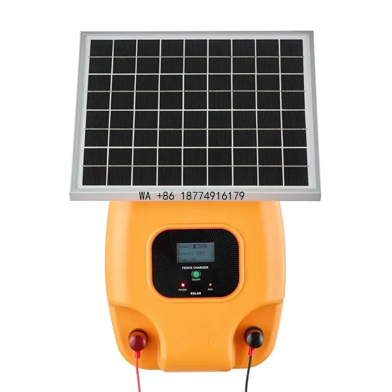 wmwmnu 0.6J 8kV Solar Powered Fence Charger 1.86 Mile Range Fence Energizer Kit Keep Predators Out Solar Charger