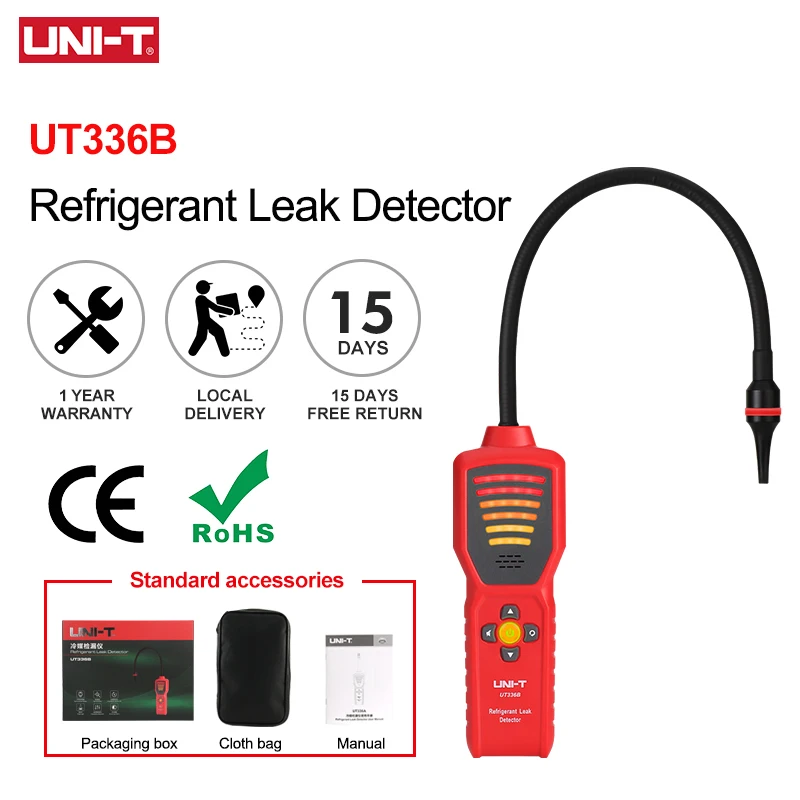 

UNI-T Refrigerant Leak Detector UT336B CFCS HCFCS HFCS Gas Detector Semiconductor Sensor Air Conditioning Tools