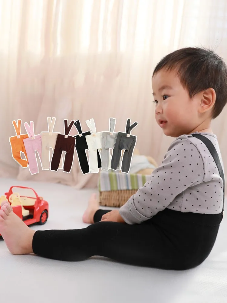 

Детские брюки, весна 2024, модные однотонные комбинезоны с высокой талией для мальчиков, детские хлопковые леггинсы для девочек, повседневные брюки на подтяжках для младенцев