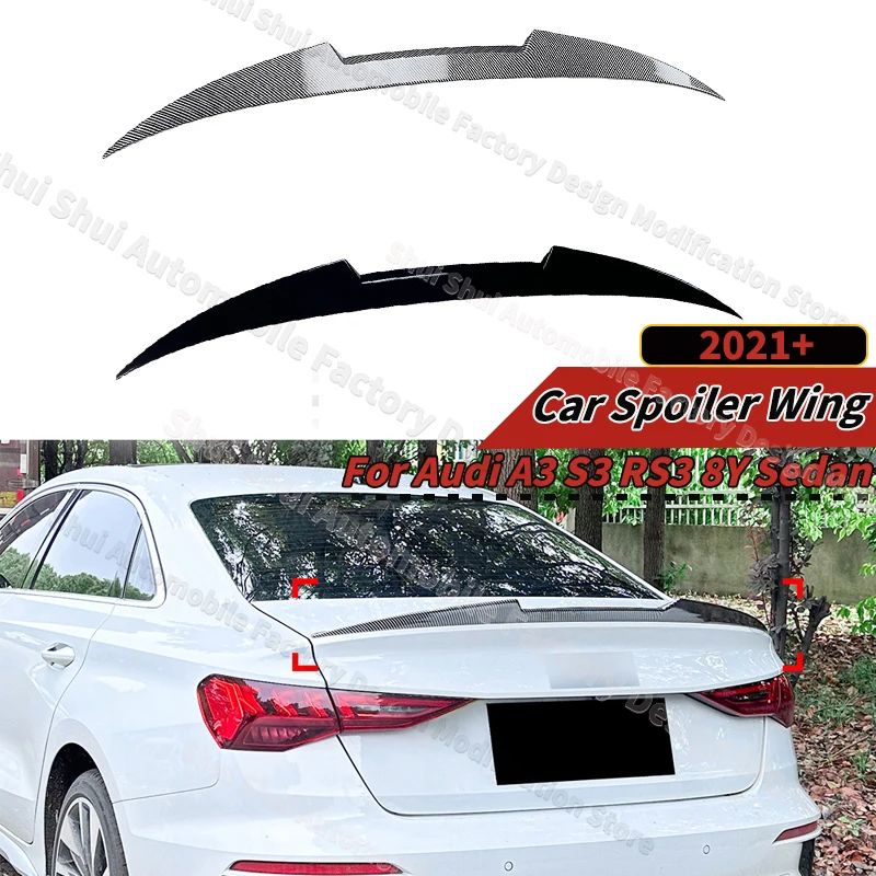 

For Audi A3 S3 RS3 8Y Sedan 2021-2025 Rear Trunk Lid Spoiler Wing Splitter Tail Fin Lip Guard Board External Decoration Body kit