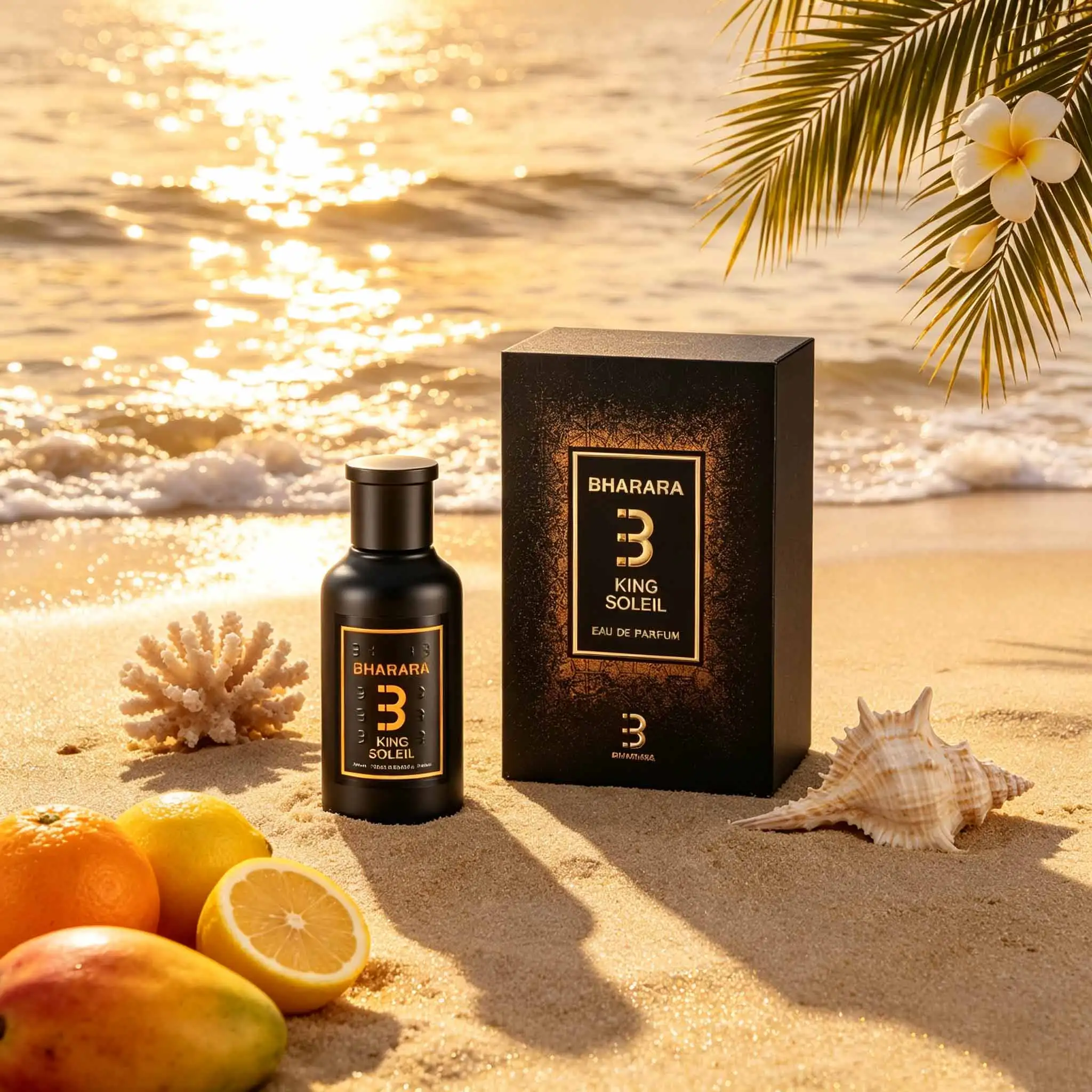Bharara King Soleil, Cool Black‑Gold Perfume Bottle, Pineapple‑Sandalwood‑Amber‑Musk, Sunny Oriental Woody Men Perfume. view 2