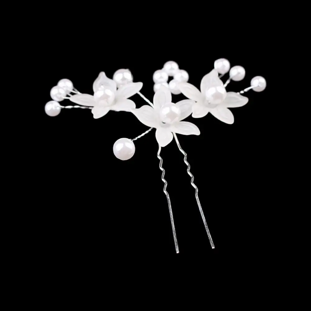1pc Women Flower Hairpin Stick Wedding Bridal Pearl Clip U Hairpin Design Shaped Hairstyle Flower Hair Hairpin Frosted Tool H7n1