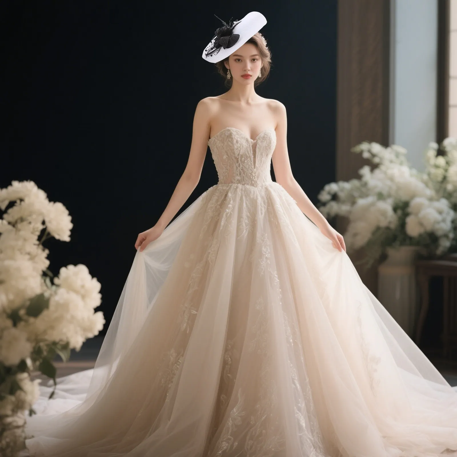 

Элегантный легкий головной убор-фасцинатор с цветочными элементами для женщин, свадебный аксессуар для волос, украшение для торжественных мероприятий