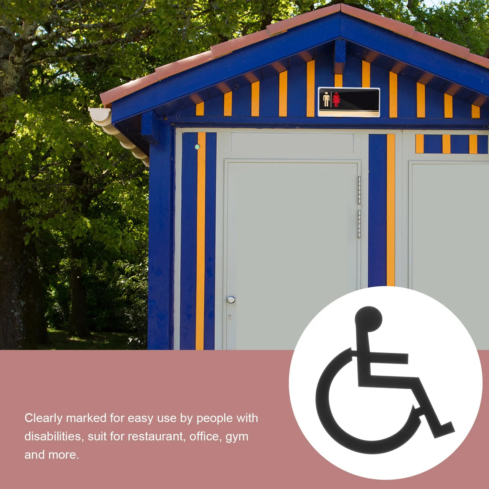 

Heavy Duty Stainless Steel Bathroom Sign Wheelchair Restroom Symbol Handicap Toilet Label for Store Office Gym Washroom Door