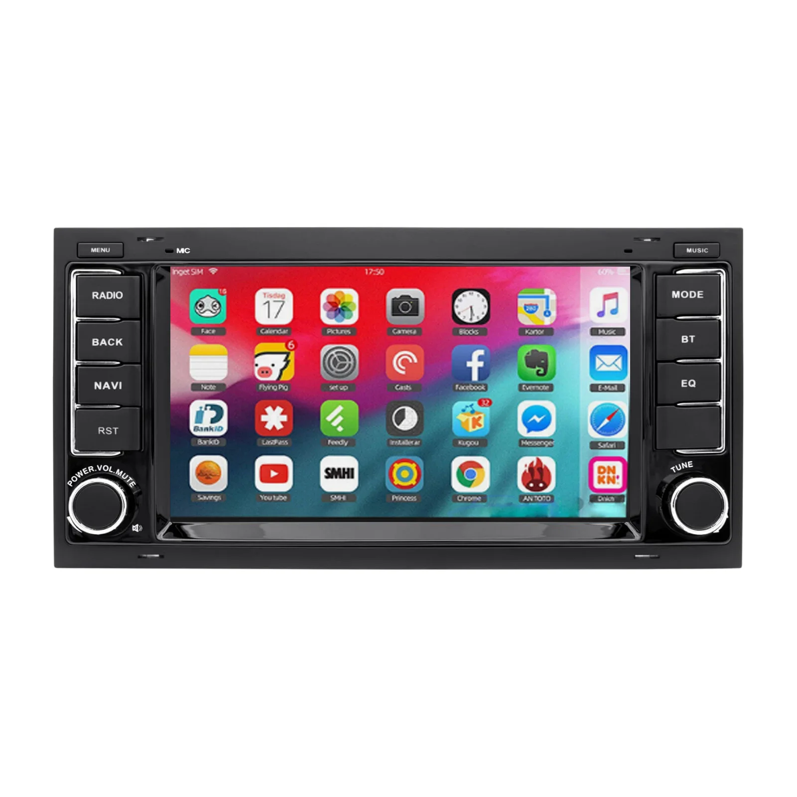 ESSGOO 4+64GB 7" CarPlay Android Auto Autoradio für Volkswagen Touareg 2003–2010, Android-15-System, 2-DIN, GPS-Navigation, Multimedia-Player, FM RDS EQ BT.