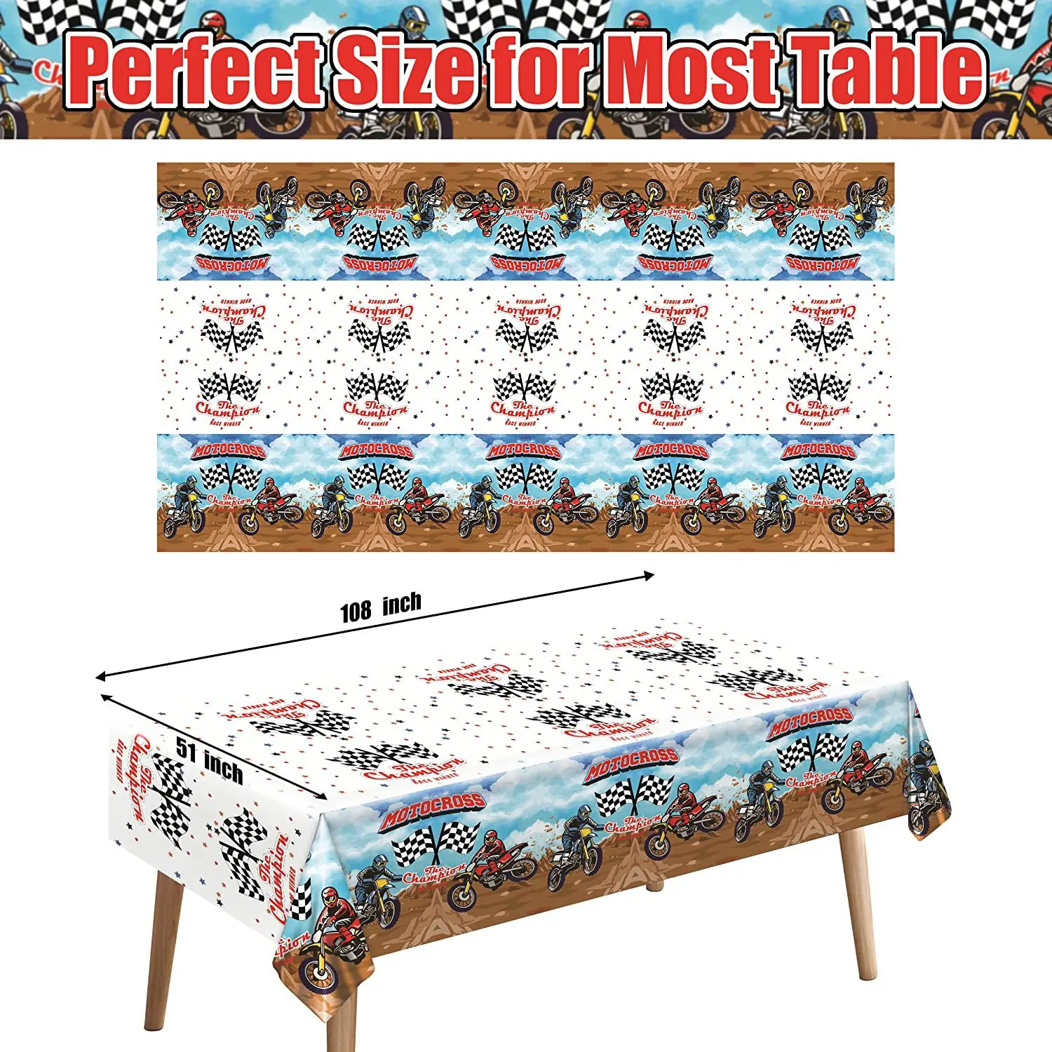 Bike Tablecloth Motocross Birthday Party Decoration Motorcycle Race Car Theme Decor Disposable Plastic Table Cover