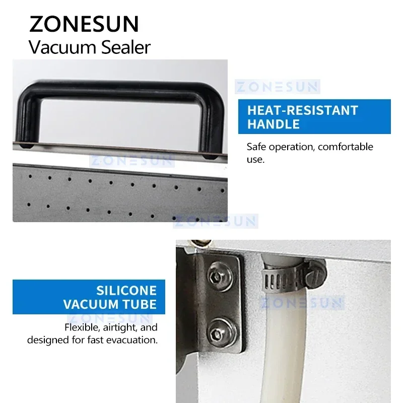 

ZONESUN ZS-VS240 Vacuum Tray Sealing Machine Chamber Tabletop Meat Vegetable Fruit Preservation