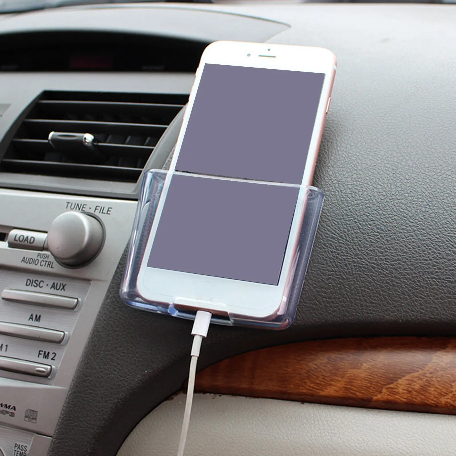 

Dashboard Car Storage Box Transparent Phone Organizer Compact Space Saving Easy Install Vehicle Phone Storage Case for Map