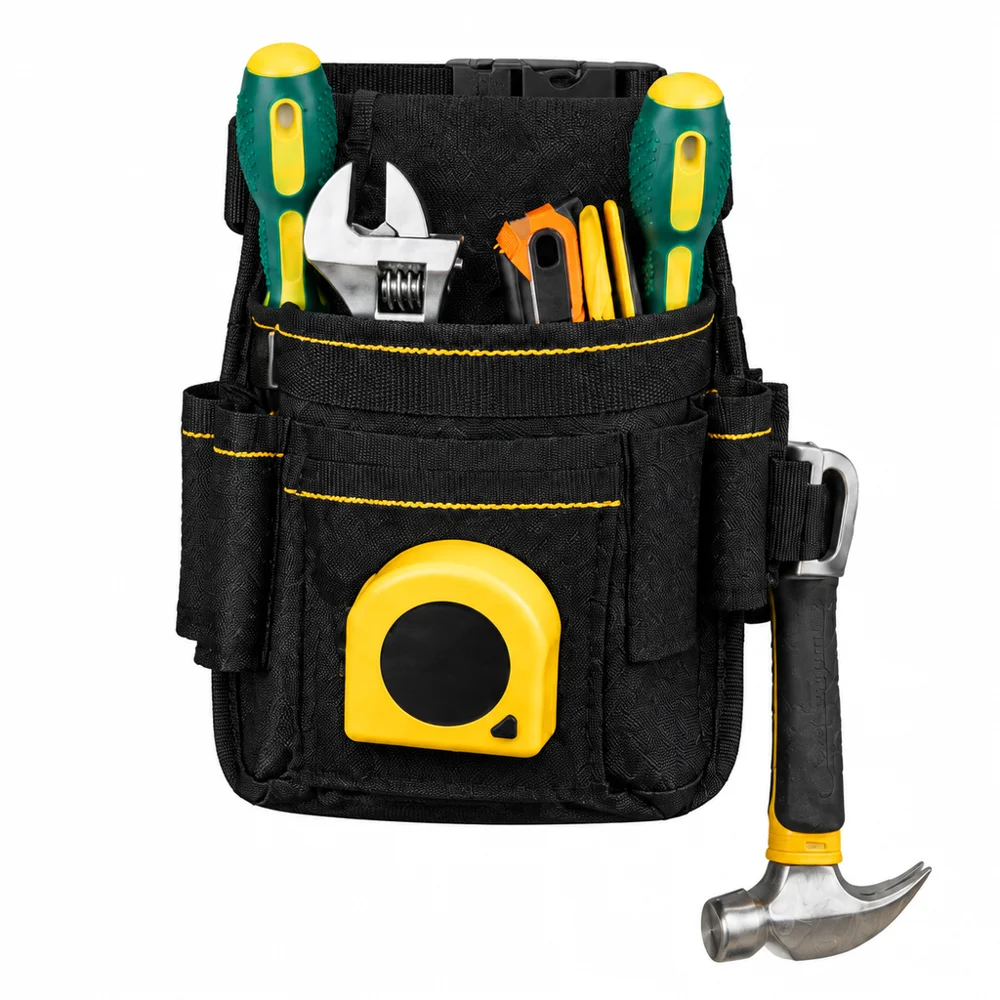 Multi Pocket Utility Tool Belt Pouch, Adjustable Heavy Duty Waist Bag for Electricians Carpenters Gardeners Construction Work