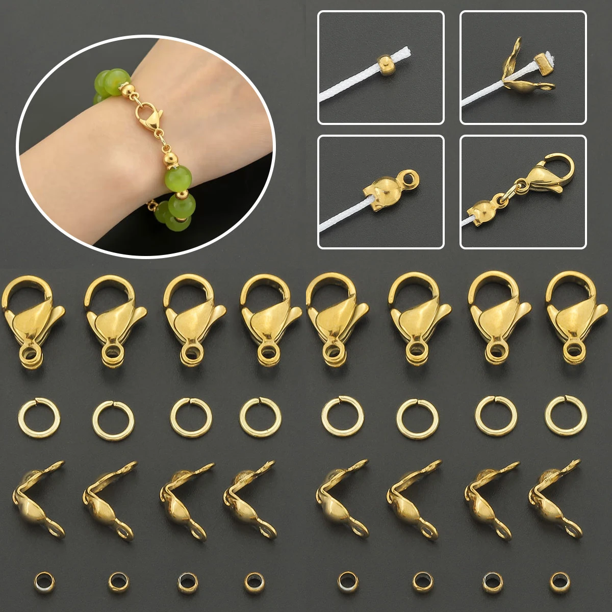 50 PCS Stainless Steel Jewelry Clasp Set - Suitable for DIY Beaded Bracelets, Necklaces and Accessories Manufacturing